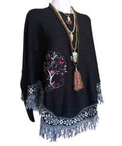 Alternative view of Poncho Karma Bordado Cenefa negro árbol