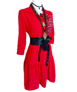 Alternative view of Vestido Camisero talavera B&F rojo bordado