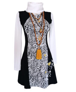 Vestido Centro negro hueso