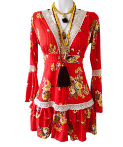 Vestido Dora Sexy naranja flores