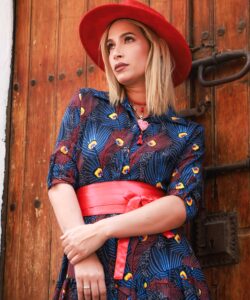 Alternative view of Vestido Camisero Talavera pavoreal azul