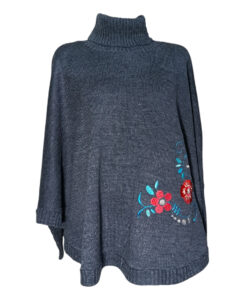 Poncho Karma Bordado azul jaspe