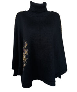 Poncho Karma Bordado negro dorado