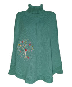 Poncho Karma Bordado verde musgo árbol