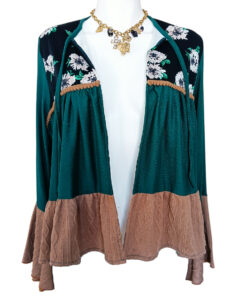 Saco Esfera verde café flores