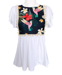 Blusa toscana blanca colibrí
