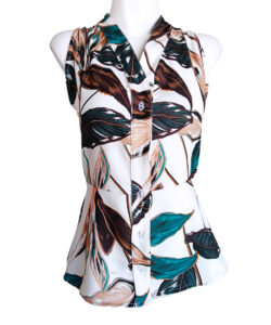 Chaleco Verónica blanco hojas