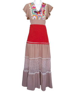 Vestido Denhi olanes beige mariposas
