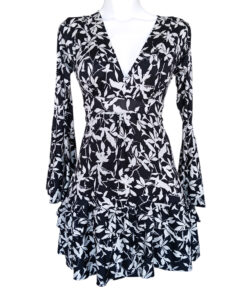 Vestido Dora Sexy flores blanco negro