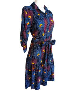 Alternative view of Vestido Camisero Talavera pavoreal azul