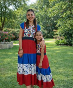 Vestido Toscana Olanes Niña rojo otomí azul
