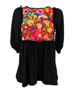 Blusa Toscana negra muñequitas