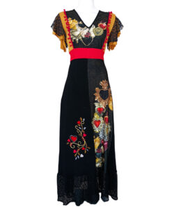 Vestido Hippie mostaza corazones