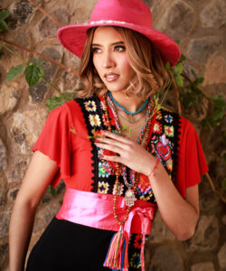 Alternative view of Vestido Hippie Largo negro crochet colores