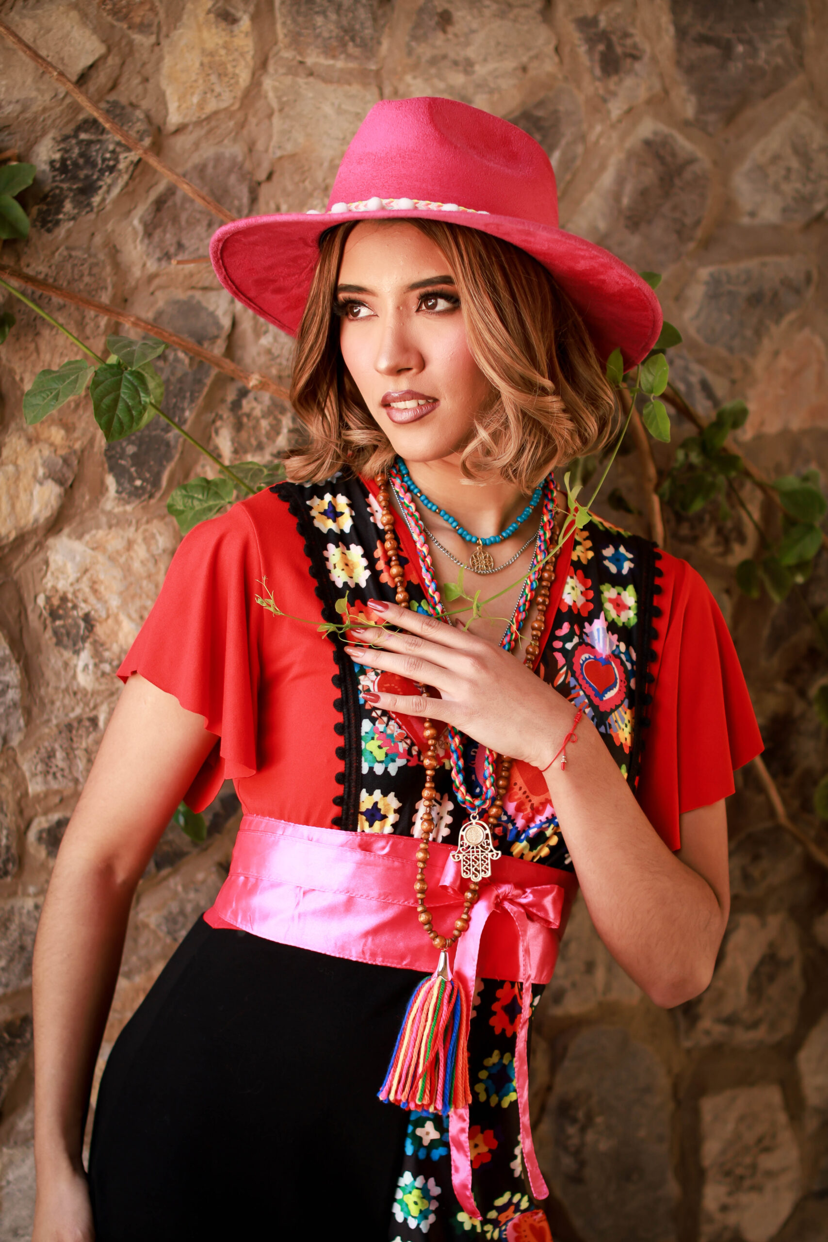 Vestido Hippie Largo negro crochet colores - Imagen 2