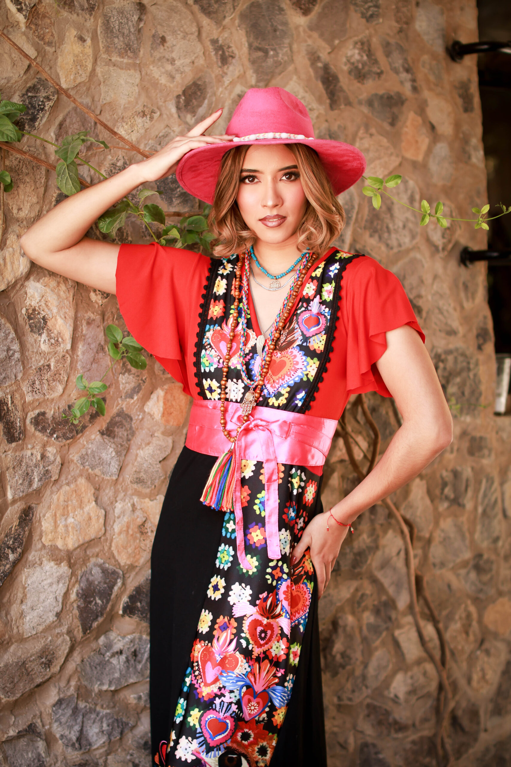 Vestido Hippie Largo negro crochet colores