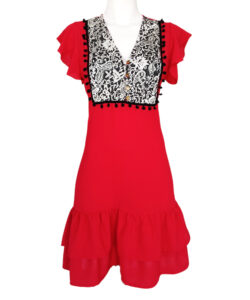 Vestido Agustina rojo brocado