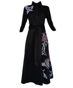 Vestido Camisero Miel aves rosas