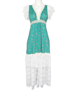 Vestido Dora Largo Mc menta floresitas