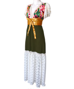 Alternative view of Vestido Dora Largo olivo flores