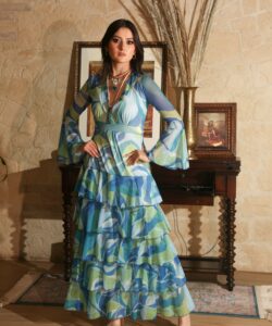 Vestido Dora Olanes verde azul