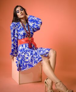 Vestido Camisero Talavera ml blanco azul