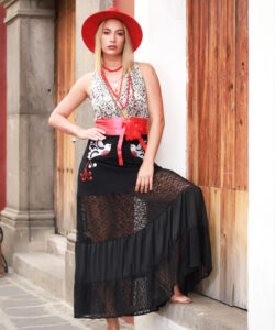 Vestido Sirena brocado pajarota