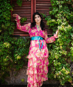 Vestido Australia rosa naranja