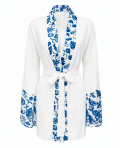 Saco Japones blanco azul índigo