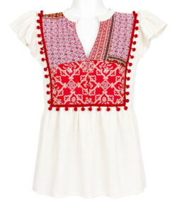 Blusa María beige rojo