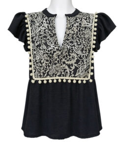 Blusa María negro brocado