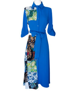 Vestido Camisero Miel azul patchwork