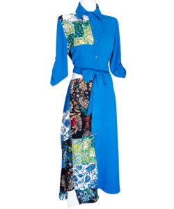 Alternative view of Vestido Camisero Miel azul patchwork