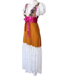 Alternative view of Vestido Dora Largo Mc mostaza encaje