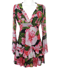 Vestido Dora Sexy mesh flores grandes