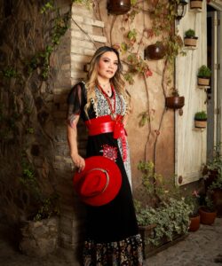 Vestido Hippie Largo negro brocado