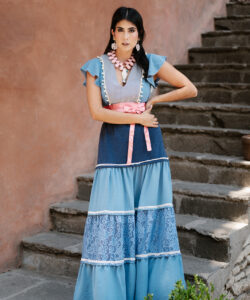 Vestido Denhi Olanes azul acero