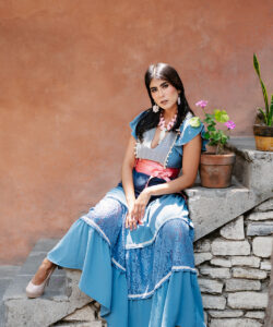 Alternative view of Vestido Denhi Olanes azul acero