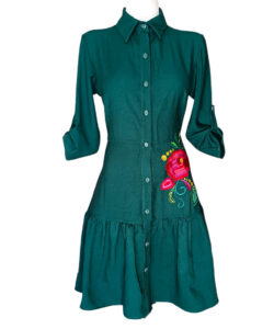 Vestido Camisero Talavera jade rosas