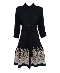 Vestido Camisero Talavera negro cenefa brillos