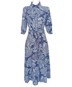 Vestido Camisero Miel conchas de mar azul