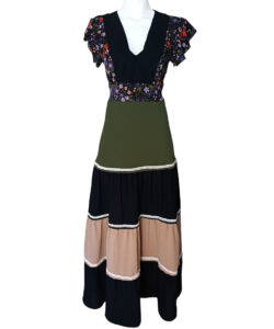 Vestido Denhi olivo florecitas