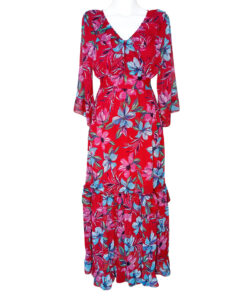 Vestido Nancy rojo tropical