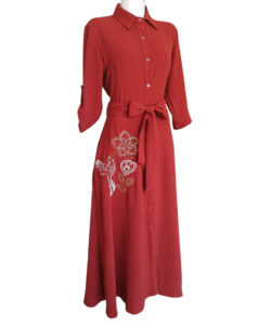 Alternative view of Vestido Camisero Miel shedron bordado