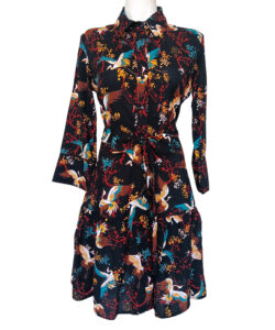Vestido Camisero Talavera negro grullas