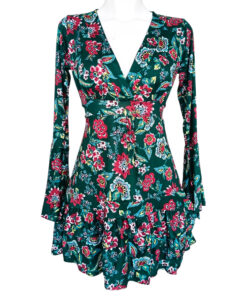 Vestido Dora Sexy esmeralda floral