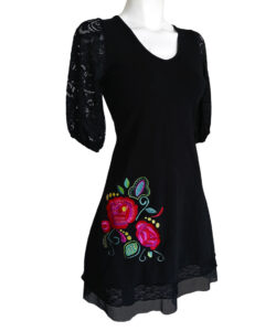 Alternative view of Vestido Simona negro rosas