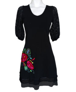 Vestido Simona negro rosas