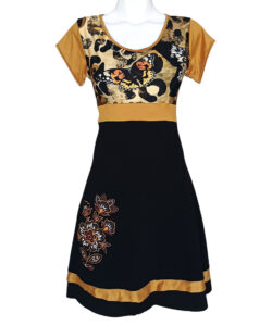 Vestido Sueño negro mostaza animal p