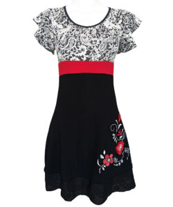 Vestido Sueño negro rojo brocado